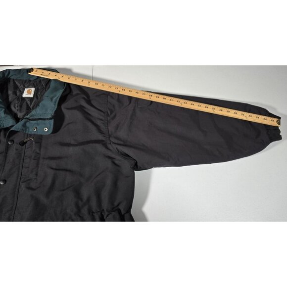 Carhartt Full Zip Quilt Lined Black/Green Outdoor Work Coat Jacket Men's 2XL - Picture 9 of 16